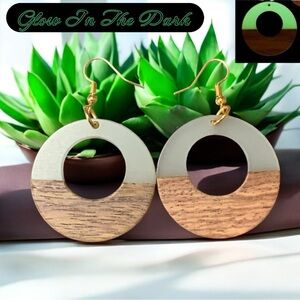 Glow In The Dark Wooden Hoop Earrings